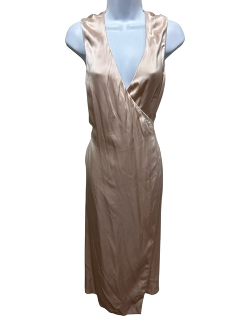 A Plan Application Size L Ballet Pink Viscose Satin Wrap Sash Below knee Dress Ballet Pink / L