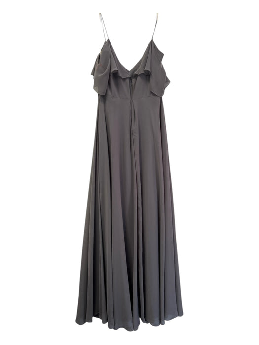 Jenny Yoo Size 12 Slate Gray Polyester Spaghetti Strap Ruffle Detail Dress Slate Gray / 12