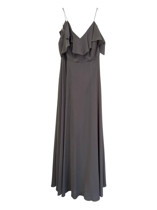 Jenny Yoo Size 12 Slate Gray Polyester Spaghetti Strap Ruffle Detail Dress Slate Gray / 12