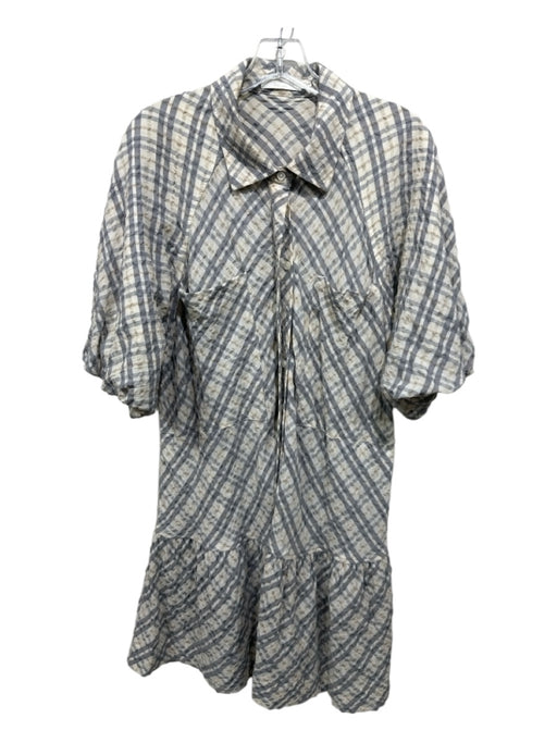 Jonathan Simkhai Size L White, Gray, Multi Rayon & Polyester Button Up Dress White, Gray, Multi / L