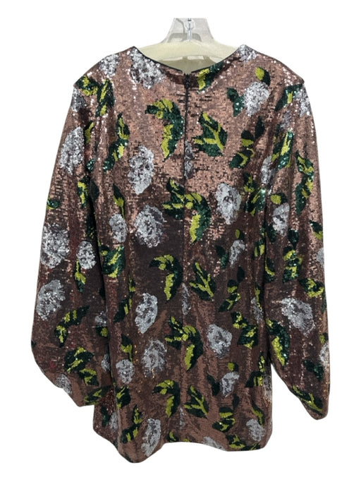 One33 Social Size 12 Brown & Multi Polyester Sequin Long Sleeve Midi Dress Brown & Multi / 12