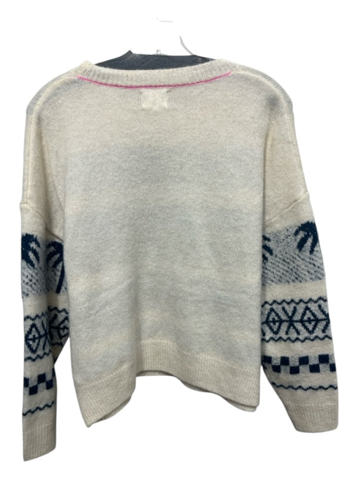 Sundry Size 0 Beige & Navy Polyester Long Sleeve Crew Neck Graphic Sweater Beige & Navy / 0