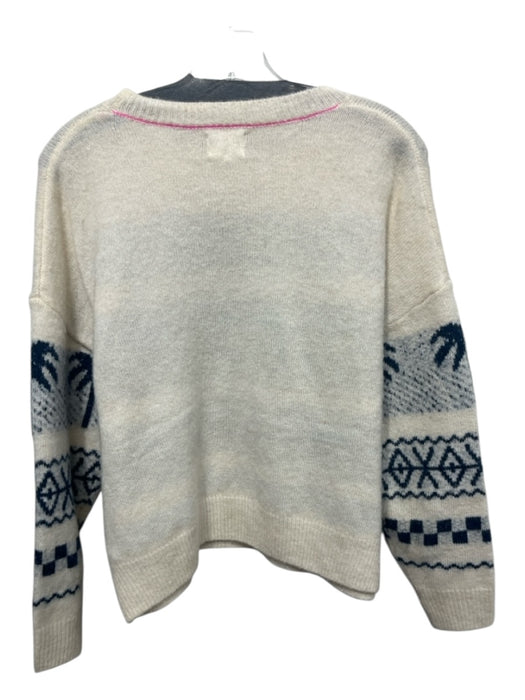 Sundry Size 0 Beige & Navy Polyester Long Sleeve Crew Neck Graphic Sweater Beige & Navy / 0