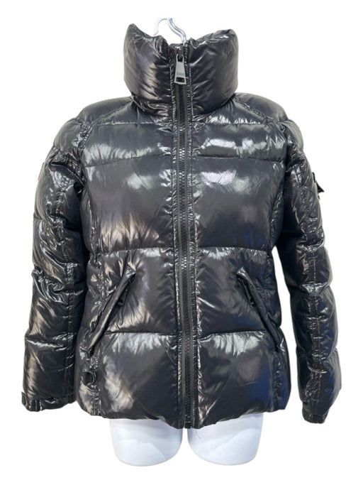 SAM. Size S Black Nylon Zip Up Puffer Zip Pockets Jacket Black / S