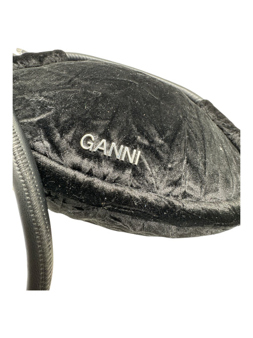 Ganni Black Polyester & Polyamide Velvet Zip Close silver hardware Crossbody Bag Black / S