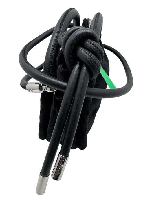 Ganni Black Polyester & Polyamide Velvet Zip Close silver hardware Crossbody Bag Black / S