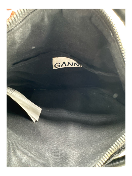 Ganni Black Polyester & Polyamide Velvet Zip Close silver hardware Crossbody Bag Black / S