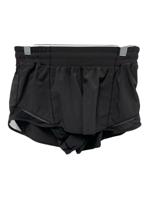 Lululemon Size 6 Black Elastic Waist Mesh Panel Mid Rise Running Shorts Black / 6