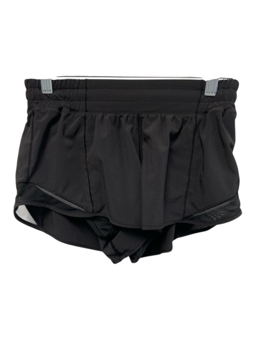Lululemon Size 6 Black Elastic Waist Mesh Panel Mid Rise Running Shorts Black / 6