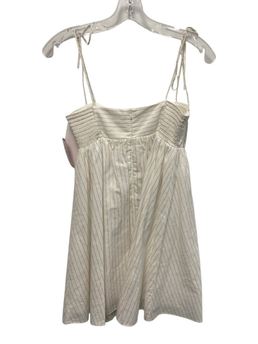 Amanda Uprichard Size XS White & Multi Cotton Metallic Thread Pin Stripe Dress White & Multi / XS