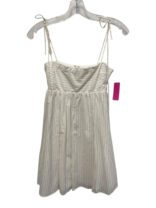 Amanda Uprichard Size XS White & Multi Cotton Metallic Thread Pin Stripe Dress White & Multi / XS
