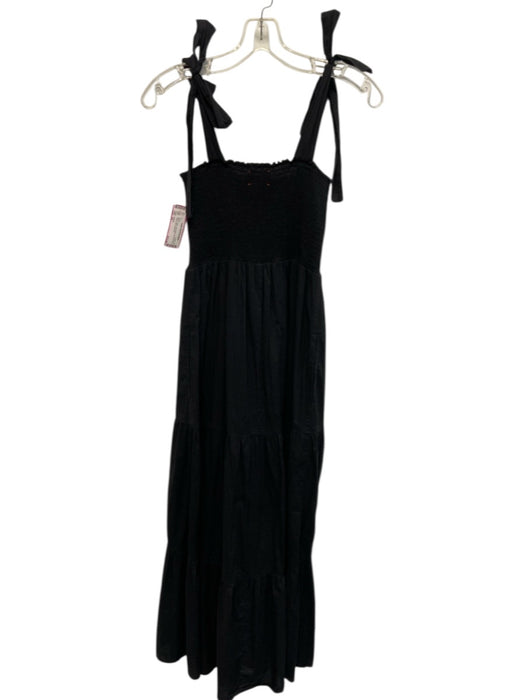 XiRENA Size XS Black Cotton Sleeveless Smocked Bust Tiered Midi Dress Black / XS