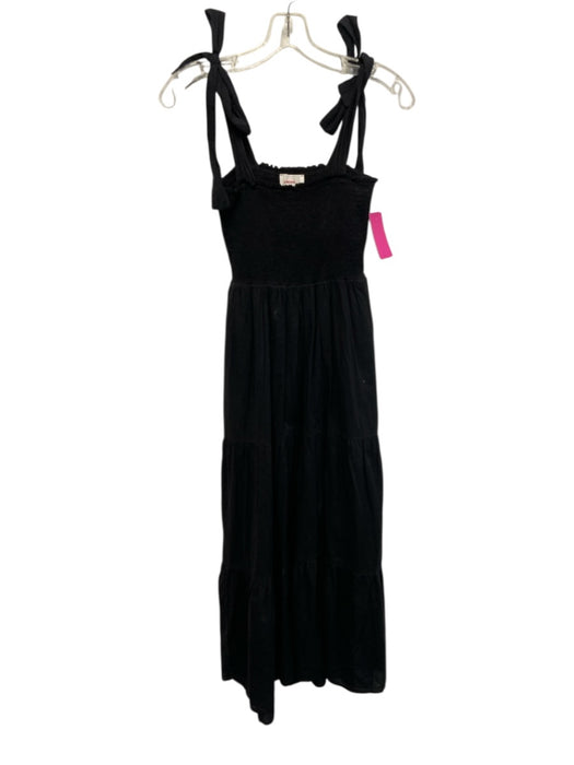 XiRENA Size XS Black Cotton Sleeveless Smocked Bust Tiered Midi Dress