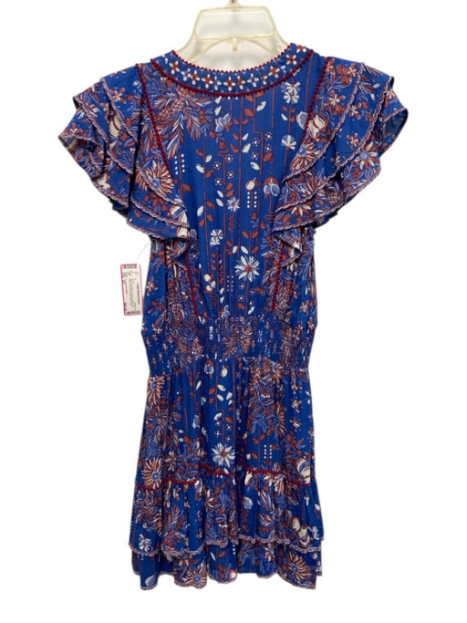 Poupette St. Barth Size XS Blue, Red, White Viscose Flutter Cap sleeve Dress Blue, Red, White / XS