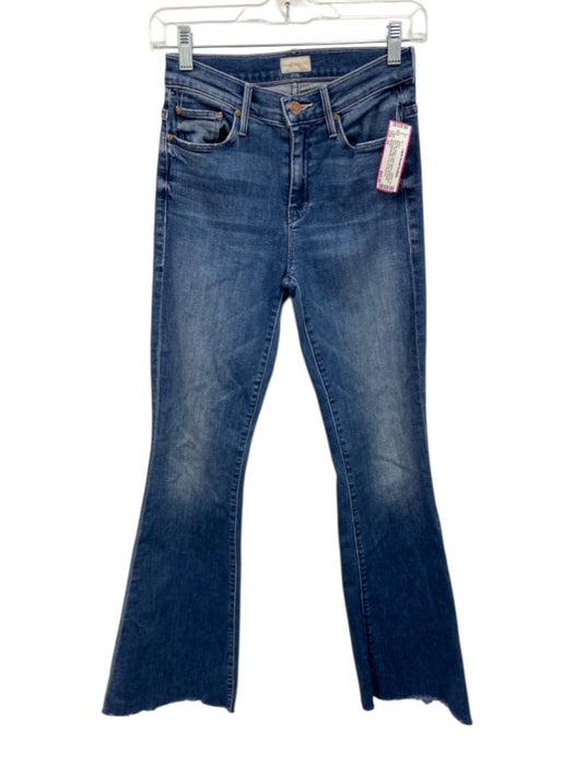 Mother Size 24 Medium Wash Cotton Blend Distressed Raw Hem High Rise Flare Jeans Medium Wash / 24