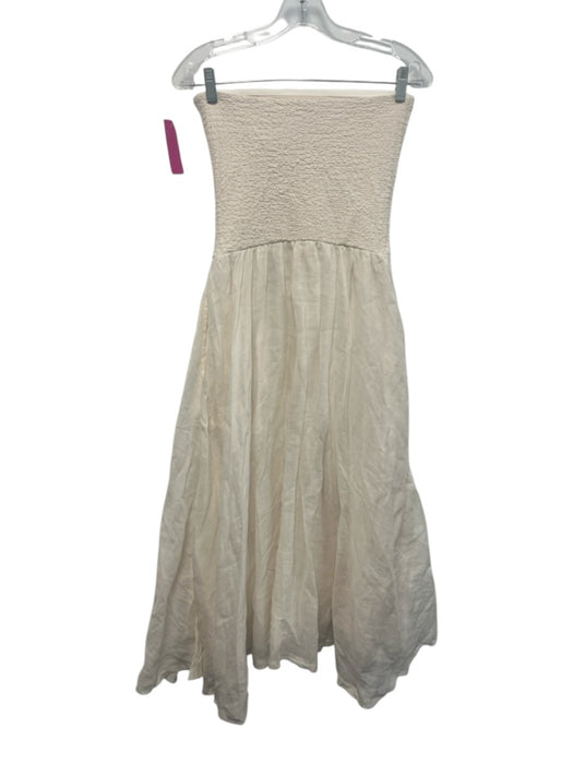 J. Crew Size XS Cream Polyester Blend Textured Strapless Pockets Maxi Dress Cream / XS