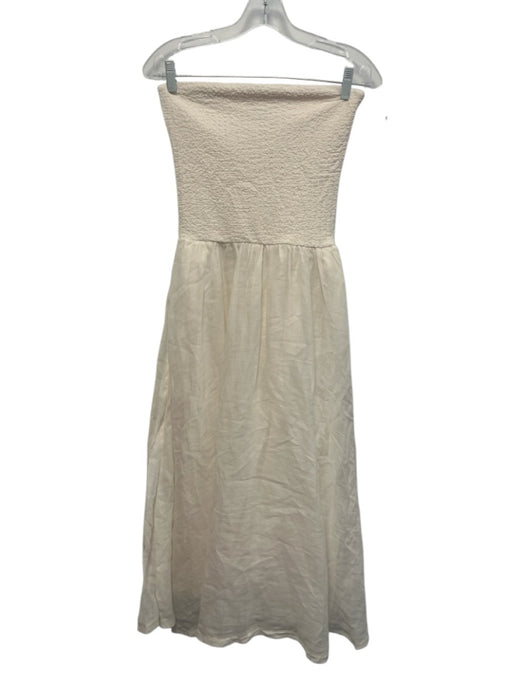 J. Crew Size XS Cream Polyester Blend Textured Strapless Pockets Maxi Dress Cream / XS
