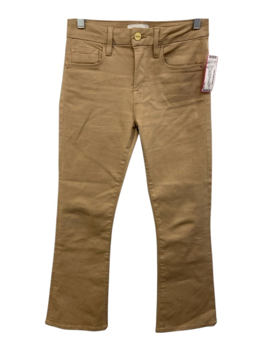 Frame Size 25 Camel Tan Cotton Blend Coated Mid Rise Cropped Bootcut Jeans Camel Tan / 25