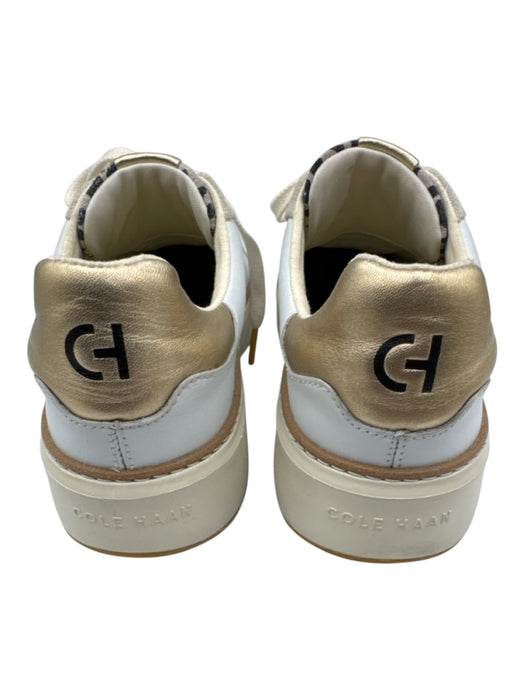 Cole Haan Shoe Size 7.5 White, Gold, Beige Leather Upper Leopard Sneakers White, Gold, Beige / 7.5