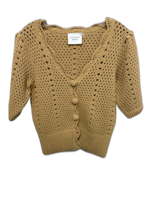 Hyacinth House Size S Camel Knit Cotton & Acrylic Short Sleeve Cardigan Camel / S