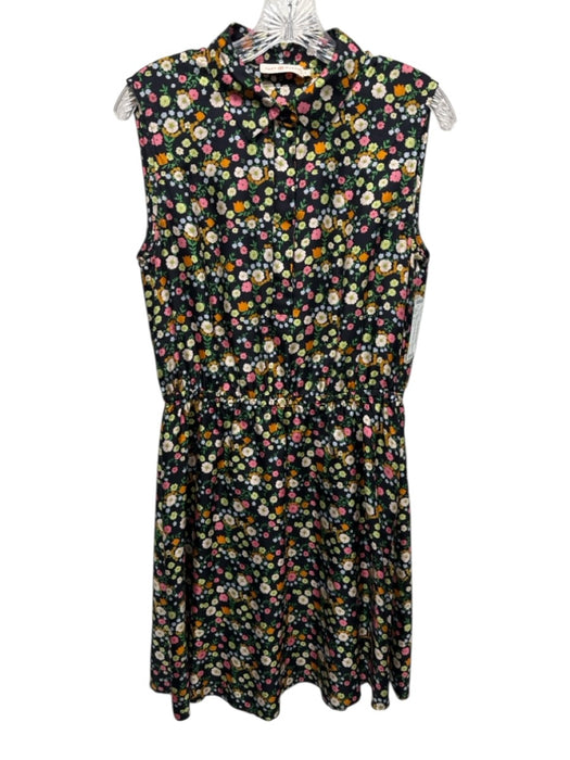 Tory Burch Size S Black & Multi Silk floral print Sleeveless Collar Dress Black & Multi / S
