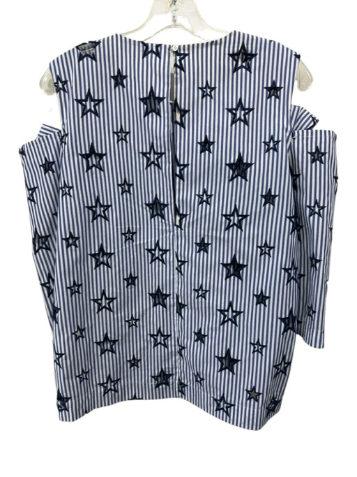 Sandro Size Est M Blue & White Cotton & Polyester Striped stars Bow Detail Top Blue & White / Est M