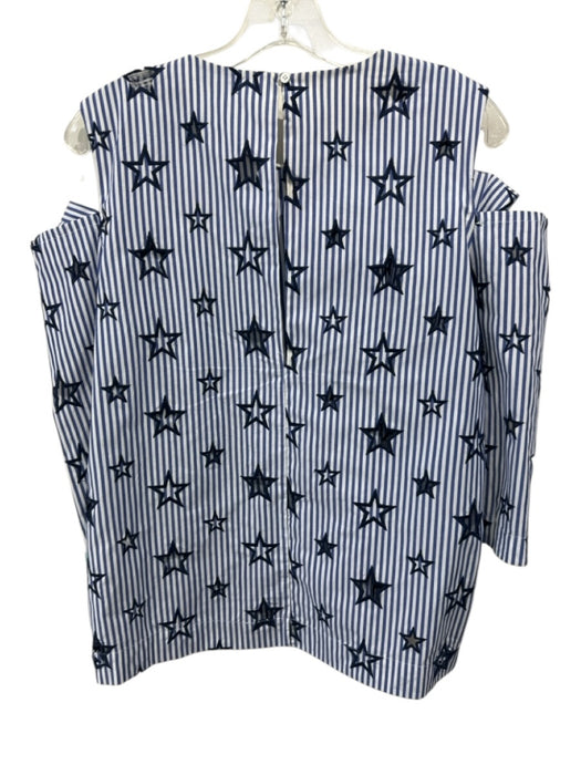 Sandro Size Est M Blue & White Cotton & Polyester Striped stars Bow Detail Top Blue & White / Est M