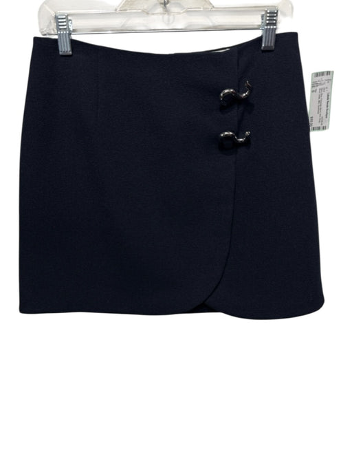 Tibi Size S Navy Blue Polyester Blend Knit Wrap Silver Detail Mini Skirt Navy Blue / S