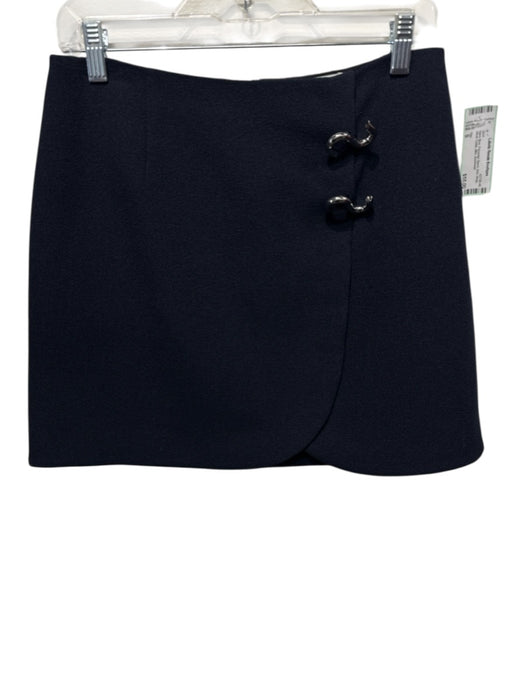 Tibi Size S Navy Blue Polyester Blend Knit Wrap Silver Detail Mini Skirt Navy Blue / S