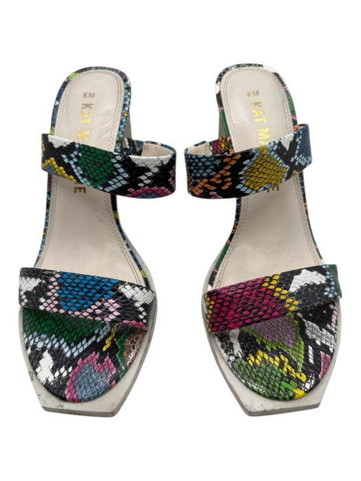 Kat Maconie Shoe Size 7 White & Multi Leather Snakeskin print Square Toe Sandals White & Multi / 7