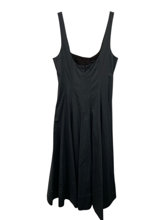 Staud Size 4 Black Cotton Blend Paneled Sleeveless Midi Dress Black / 4