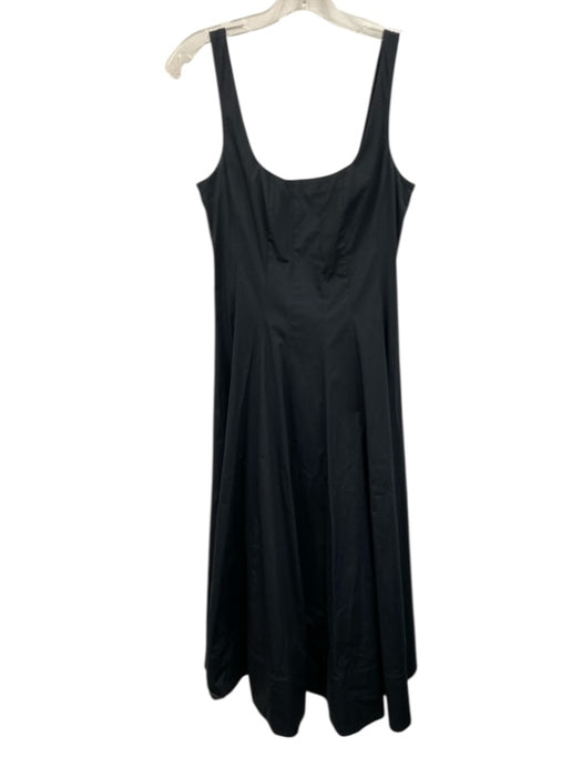 Staud Size 4 Black Cotton Blend Paneled Sleeveless Midi Dress Black / 4
