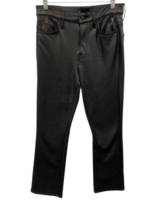 Mother Size 28 Black PU Leather High Rise Zip & Button Bootcut Pants Black / 28