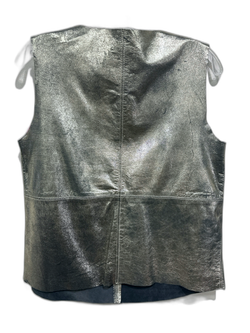 Parosh Size Medium Gold Lamb leather Sleeveless Foil Paneled Top Gold / Medium