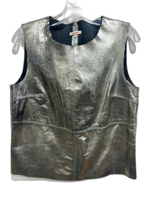 Parosh Size Medium Gold Lamb leather Sleeveless Foil Paneled Top Gold / Medium