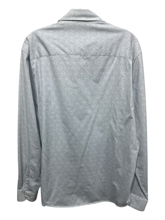 Bugatchi Size L White & Blue Cotton Blend Dots Button up Men's Long Sleeve Shirt White & Blue / L