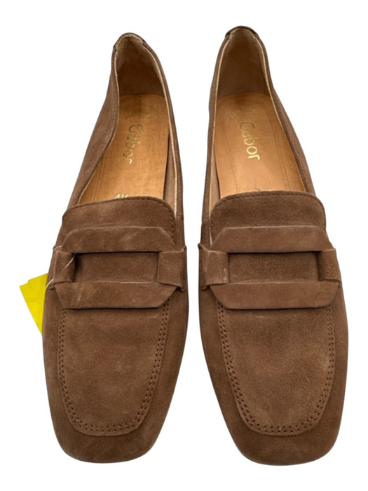 Gabor Brown Leather Upper Suede Buckle Chisel Toe Block heel Loafers Brown