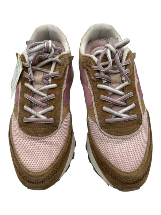 Hoff Shoe Size 7.5 Pink & Brown Leather & Fabric Upper Suede Detail Sneakers Pink & Brown / 7.5