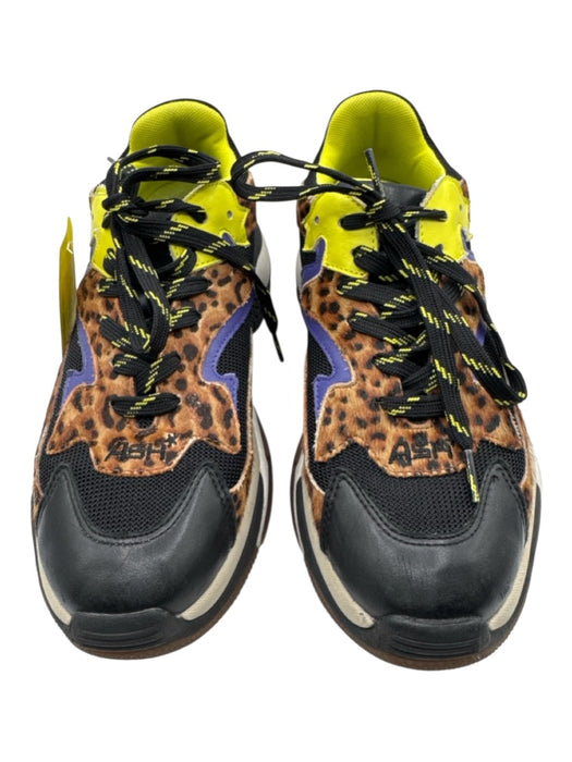 Ash Shoe Size 38 Black, Brown & Multi Leather & Fabric Upper Low Top Sneakers Black, Brown & Multi / 38