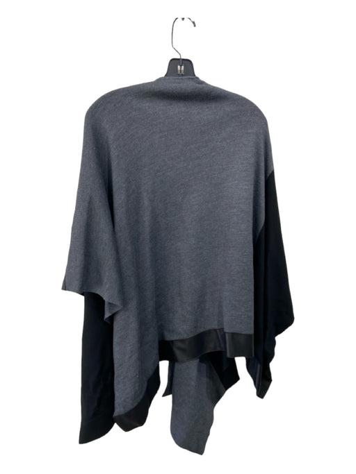 St John Size One Size Gray & Black Wool & Rayon Open Front Knit Poncho Jacket Gray & Black / One Size