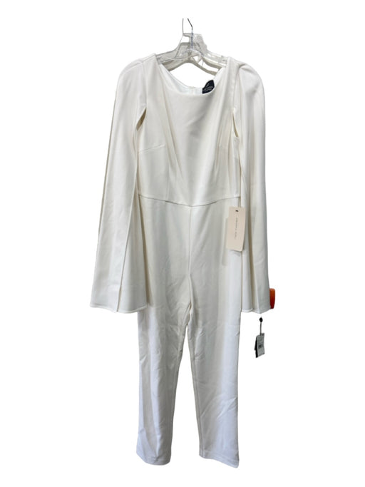 Adrianna Papell Size 8 White Polyester Blend Boat Neck Cape Tapered Jumpsuit White / 8