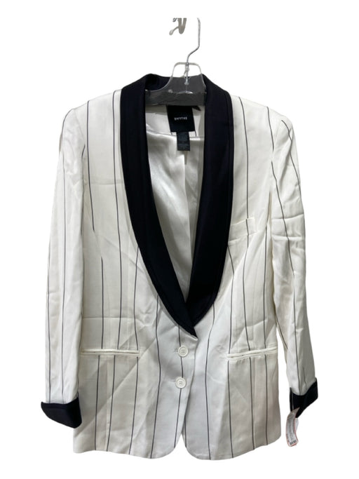 Smythe Size 6 White & Black Acetate Blend Lapel Detail Blazer 2 Button Jacket White & Black / 6