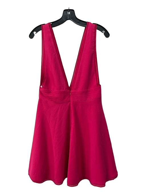 NBD Size M Hot pink Polyester Deep V Sleeveless Mesh Trim Dress Hot pink / M