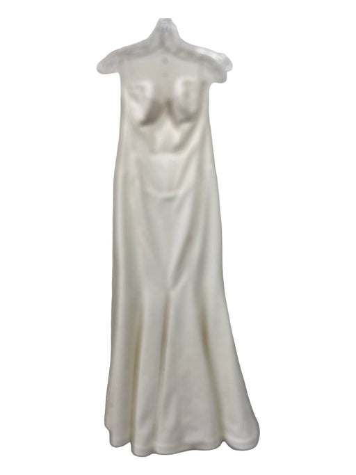 John Paul Ataker Size Small Off White Polyester Tube Snake Embossed Trumpet Gown Off White / Small