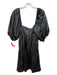 Amanda Uprichard Size M Black Viscose & Polyurethane Puff Sleeves Back Zip Dress Black / M