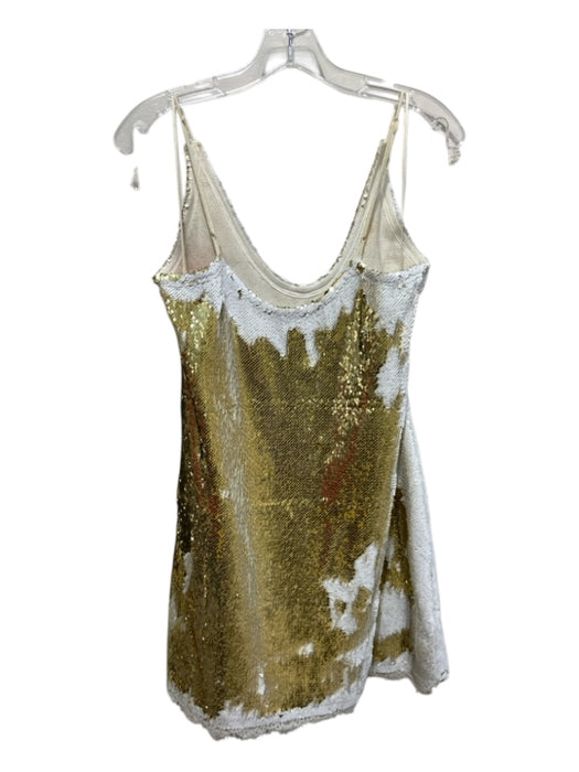 Intimately Free People Size L White & Gold Rayon Sequined Sleeveless Dress White & Gold / L