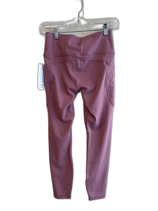 Athleta Size S Purple Polyester Elastic Waist solid color Side Pockets Leggings Purple / S