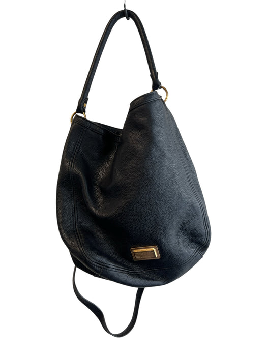 Marc By Marc Jacobs Black Leather Gold hardware Magnetic Snap Inside Pocket Bag Black
