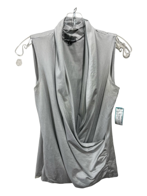 A'nue Ligne Size S Gray Tactel Blend Surplice Sleeveless Collar Top Gray / S