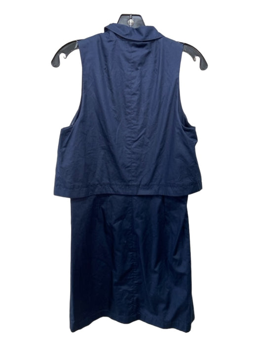 Theory Size 6 Navy Blue Cotton Zip Detail Sleeveless Collared Dress Navy Blue / 6